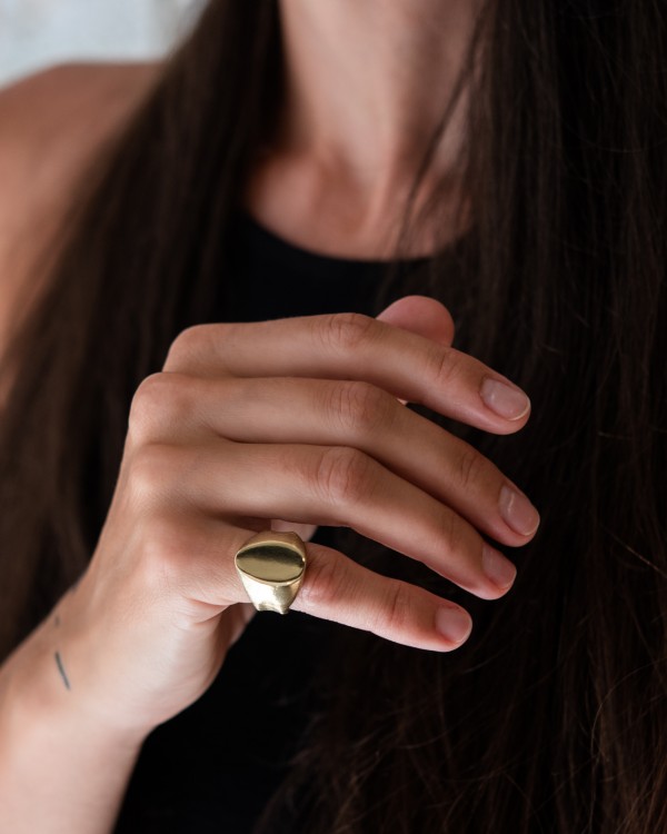 X gold-plated signet ring