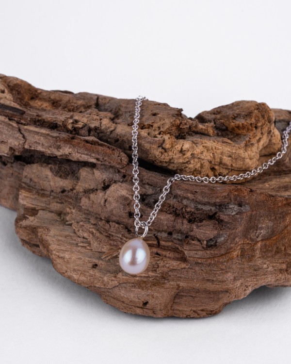 Teardrop Pearl silver necklace