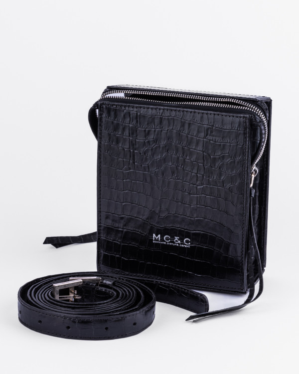 Cube  Classic black croco bag