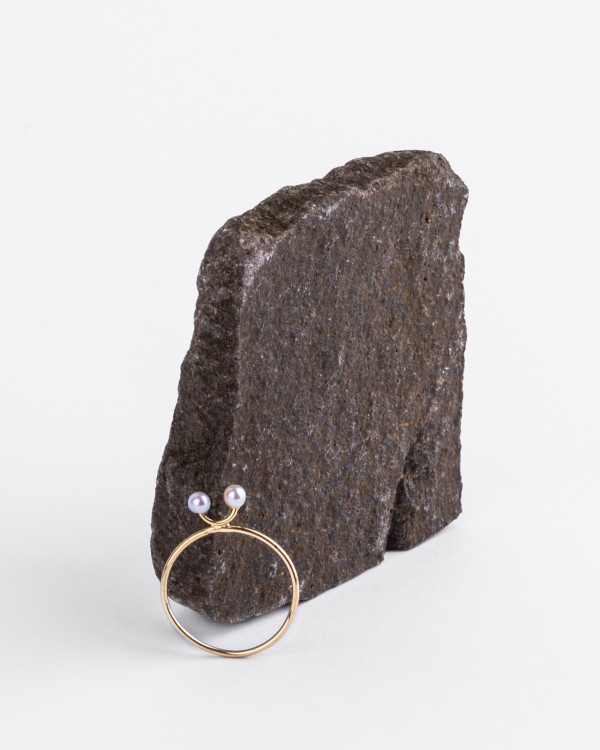 Frog mini pearl gold ring