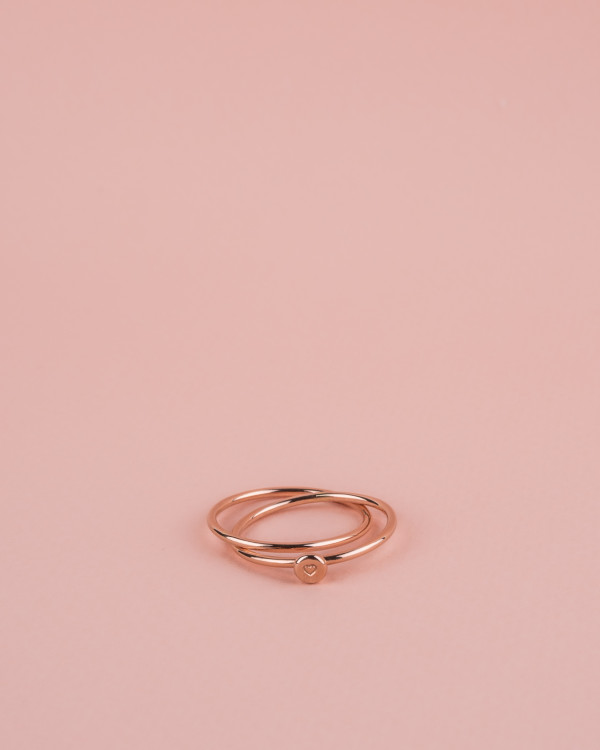 Double Heart rose gold ring