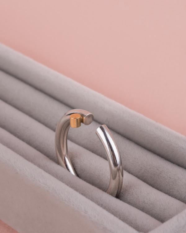 Dot silver and gold ring