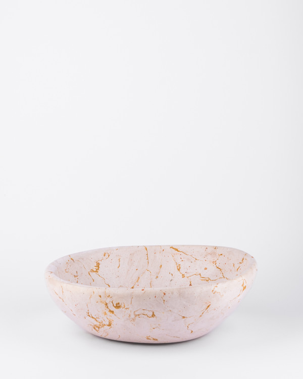 white-yellow Scagliola bowl