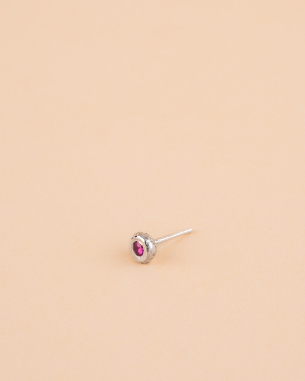 XS silver earring with ruby