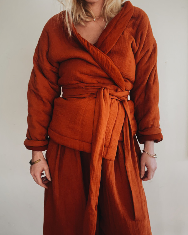 vyteplené kimono terracotta