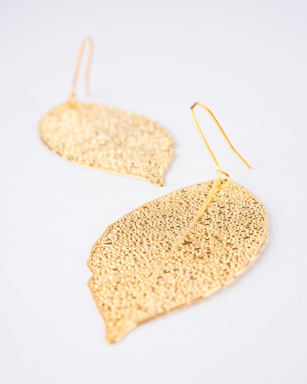 Bay leaf gold-plated earrings