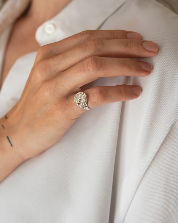 ETCHED heavy silver ring