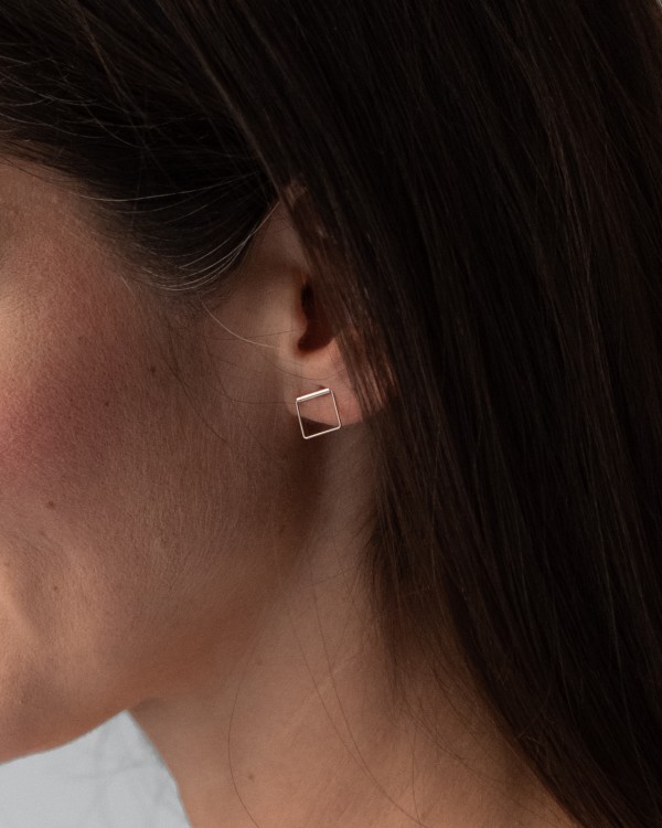 Cube 01 mini silver earrings