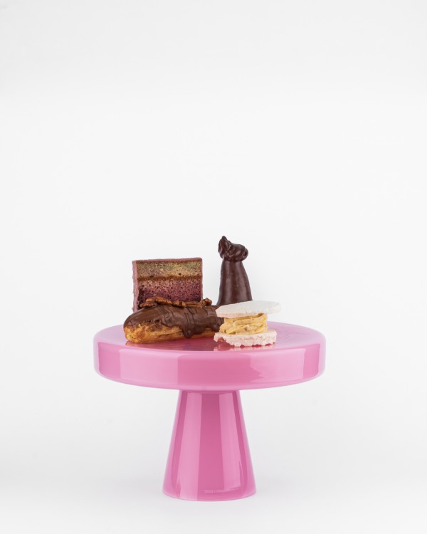 L pink opaque cake stand